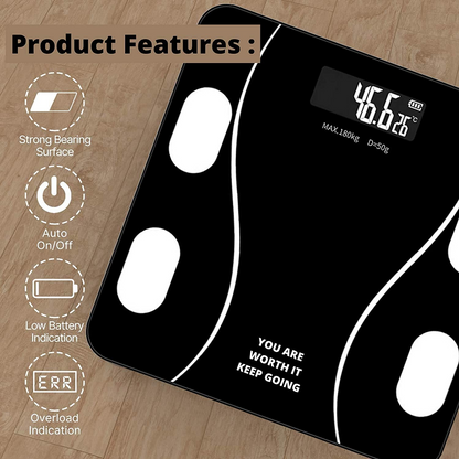 Portable Digital Bathroom Scale – 180kg/396lb Electronic Smart Body Weight Scale