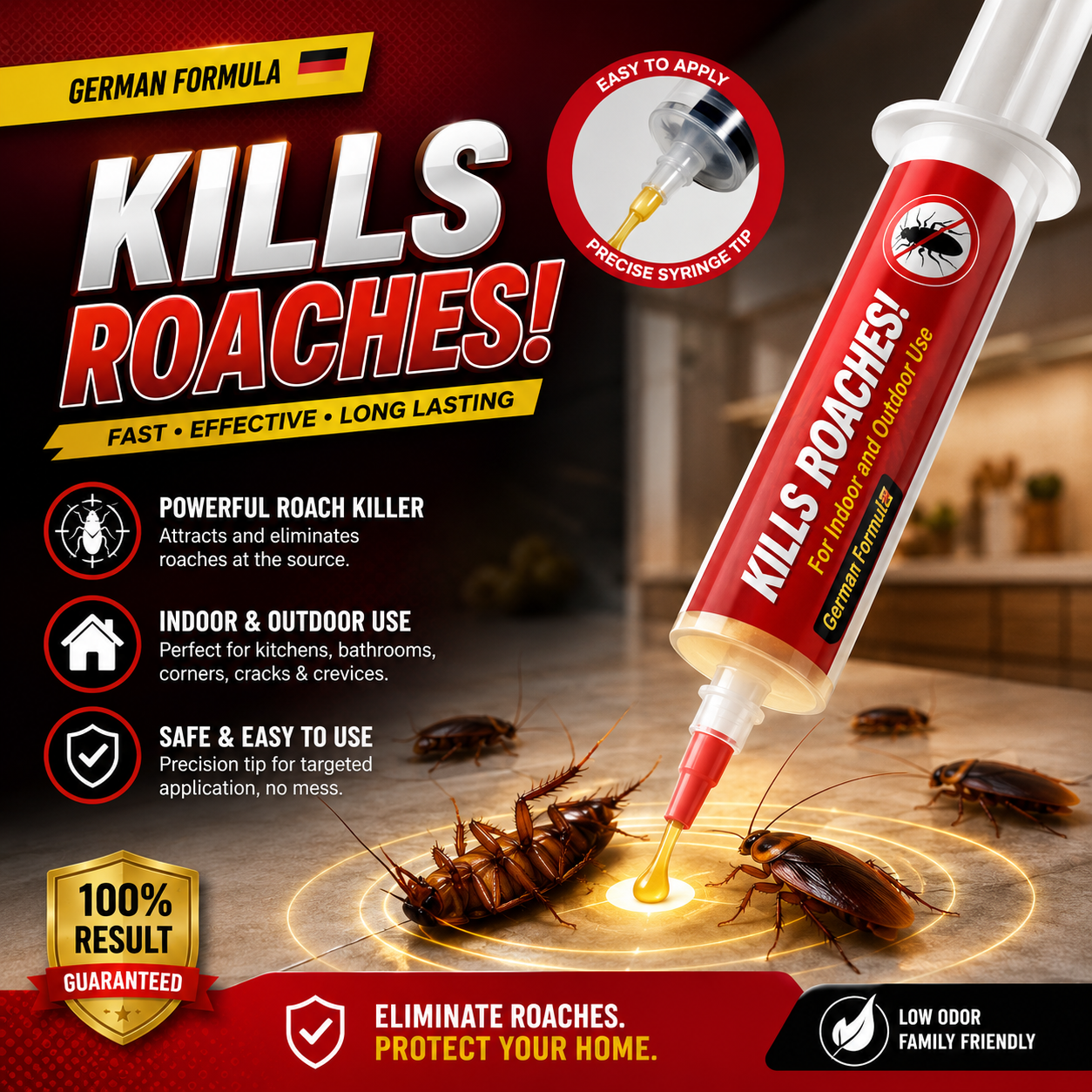 Cockroach Killer Gel Bait – Easy-Apply Syringe for Effective Pest Control